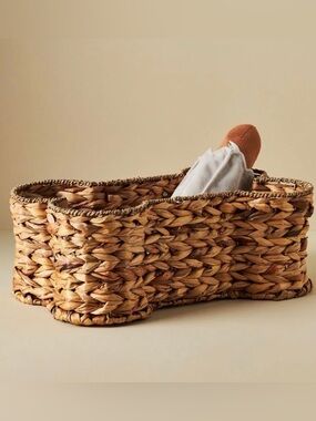 Anthropologie Bone Dry Medium Brown Dog Basket, NWT